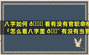 八字如何 🍀 看有没有官职命格「怎么看八字里 🐯 有没有当官的命」